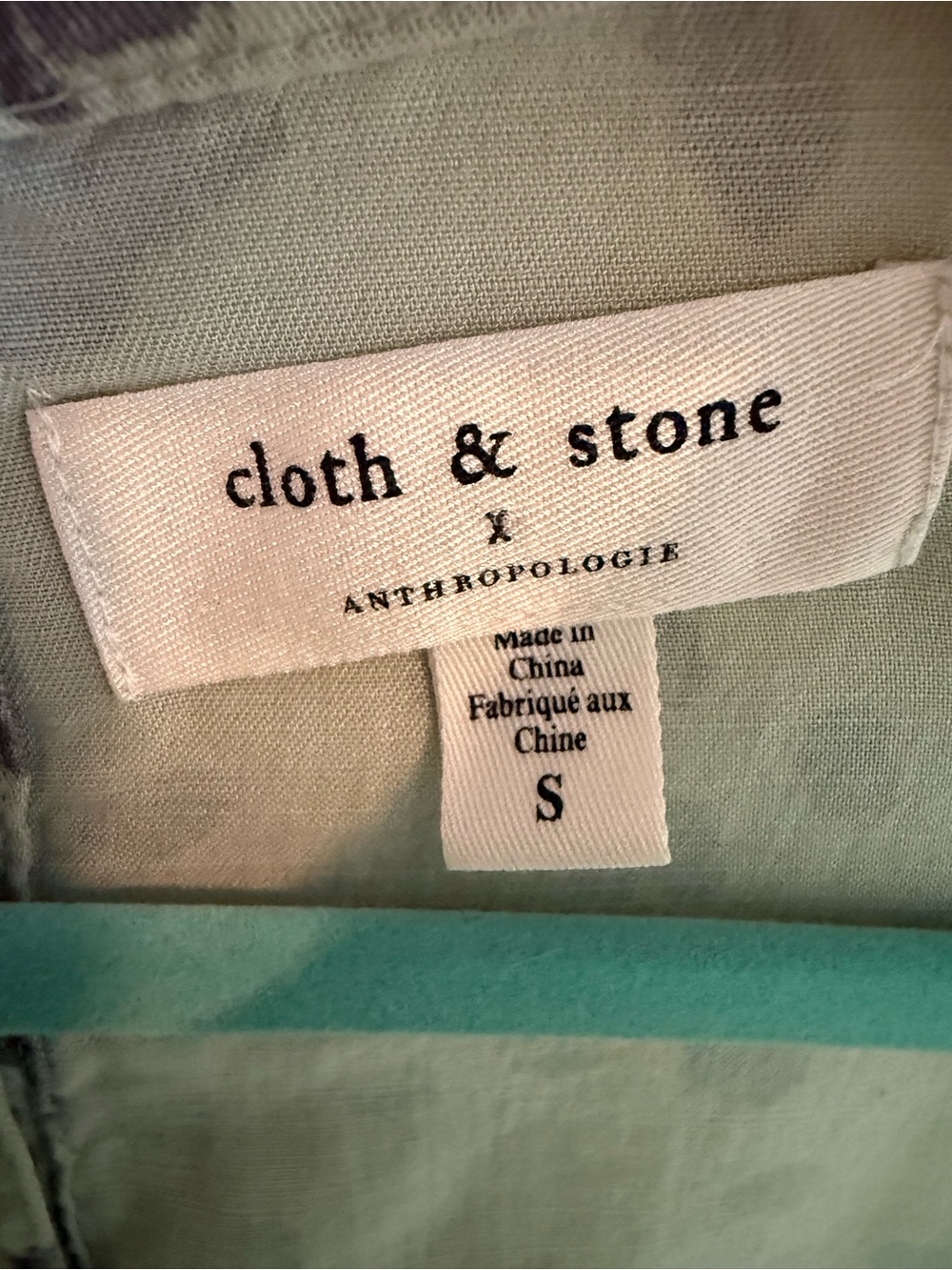 Cloth & Stone x Anthropologie Leopard Print Bubble Hem Top S Green Tencel - Picture 2 of 4